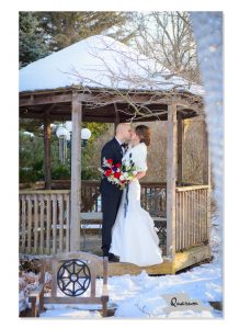 Winter wedding newmarket, toronto, quarum photo video, luxury weddings, snow covered gazebo, winter wonderland